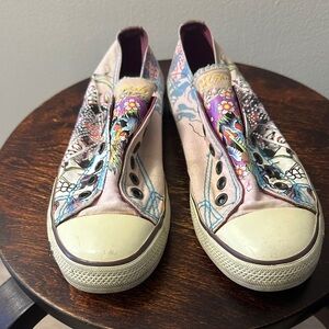 Ed Hardy Women's Multicolor Graphic Slip-On Sneakers